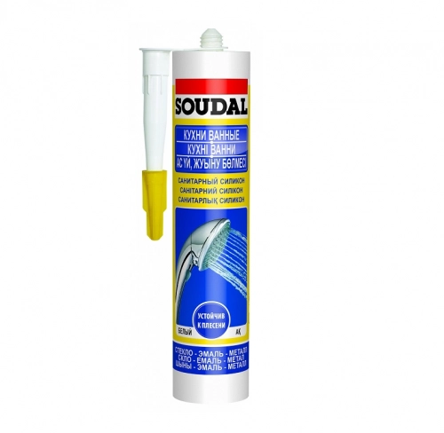 Герметик Силикон Соудал санитарный белый 15*280 мл