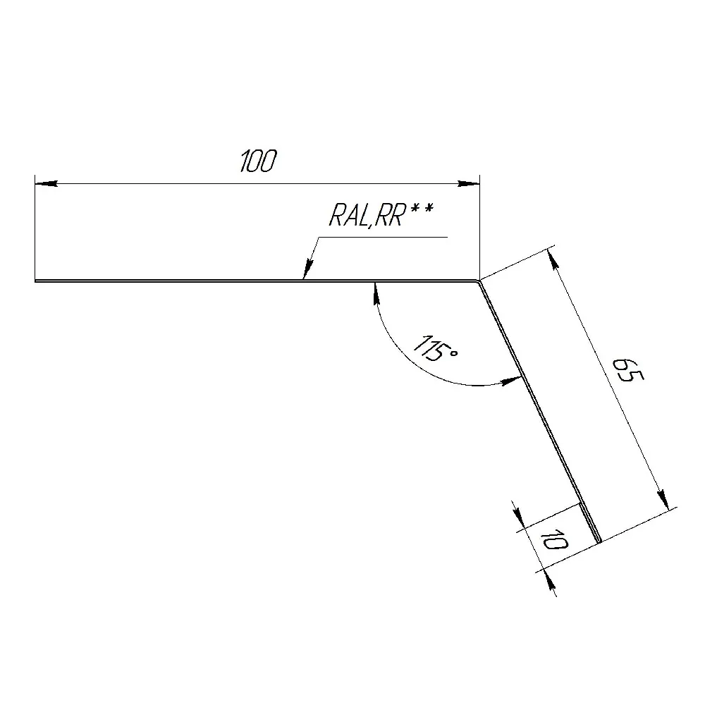 Карнизная планка Grand Line 0,5 мм Satin Matt TX RAL 6005 Зеленый 100х65х3000 мм