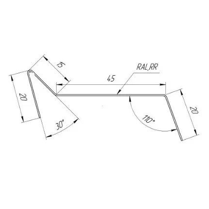 Примыкания планка для мягкой кровли Grand Line 0,5 мм Satin с пленкой RAL 6005 Зеленый 45х20х2000 мм