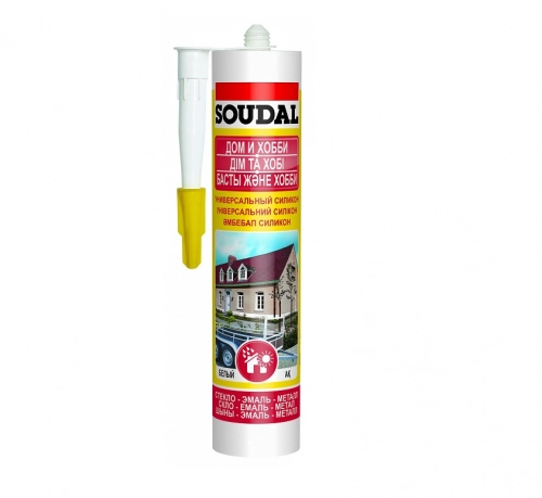 Герметик Силикон Соудал универсальный белый 15*280 мл