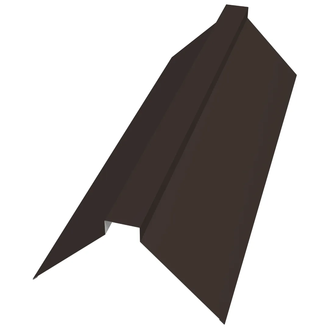 Планка конька плоского Grand line 0,5 мм PurPro Matt 150х40х150х2000 мм RR 32 темно-коричневый